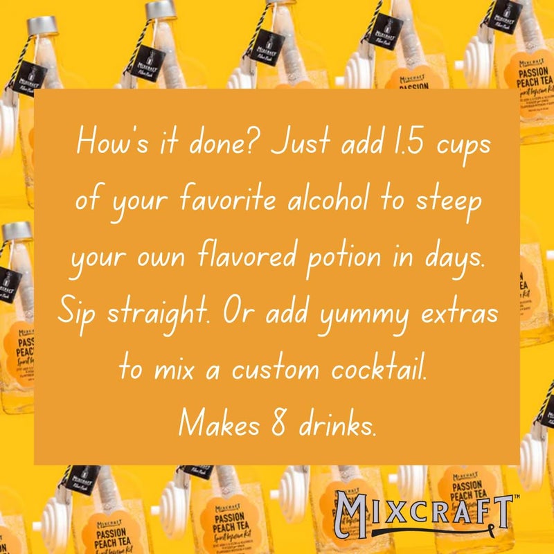 MixCraft Spirit Infusion Kit - Premium Craft Cocktail & Mocktail Mixer, Glass Bottle, Collapsible Funnel, Flavor Pouch & Recipe, Passion Peach Tea - Image 3